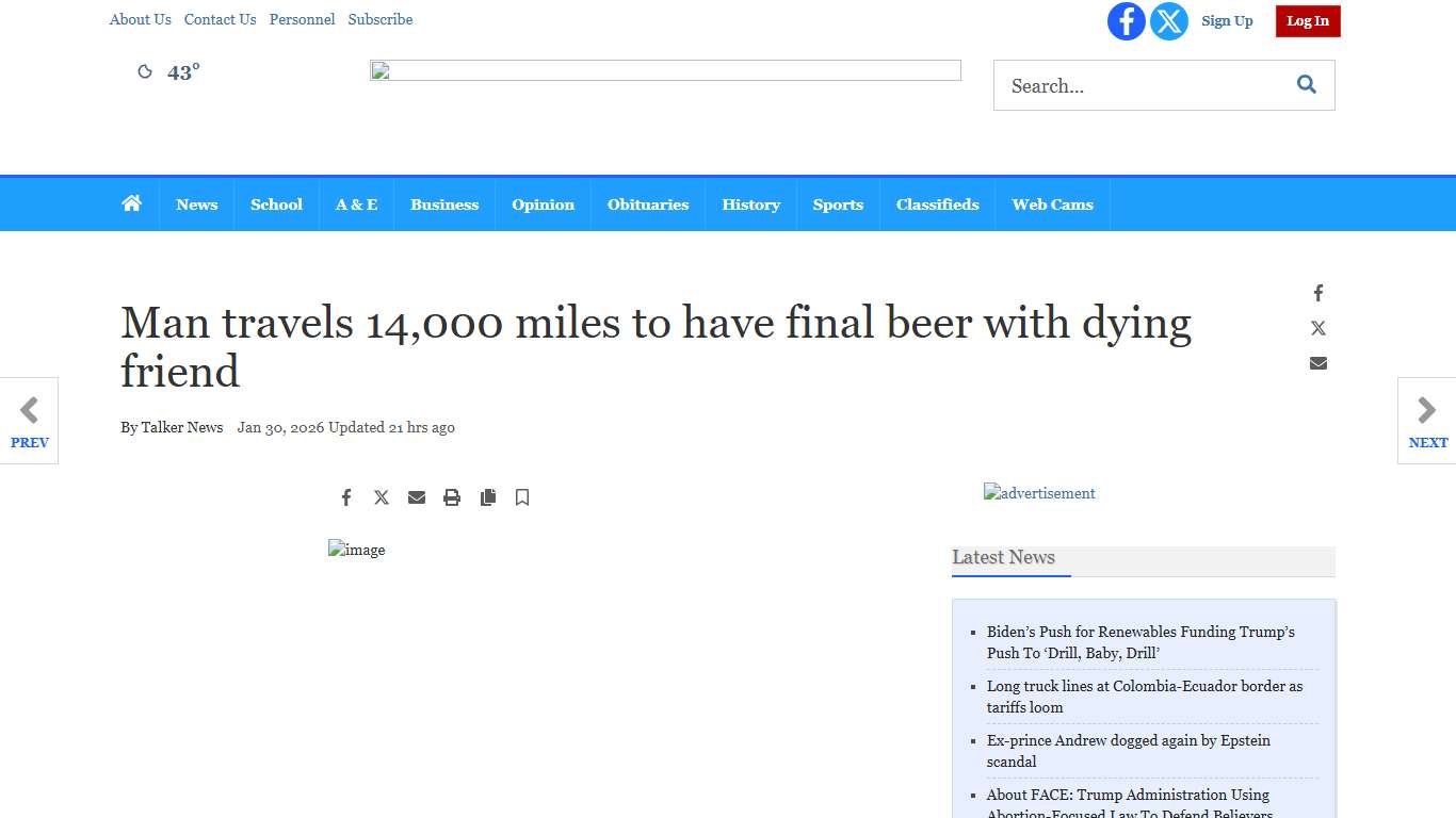 Man travels 14,000 miles to have final beer with dying friend National fairfieldsuntimes.com